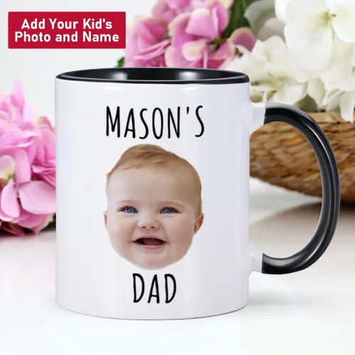 Vista 2 de Taza de café personalizada, tazas personalizadas con la cara de tus hijos, taza de bebé personalizada con nombre, taza con foto personalizada
