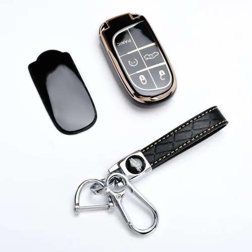 Vista 6 de Funda para llavero para Dodge Charger, accesorios Challenger, se adapta a 3, 4, 15 botones, carcasa protectora de llave inteligente de TPU