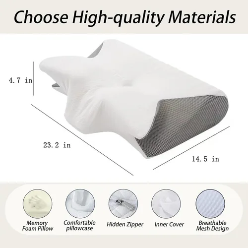 Vista 7 de Almohadas ergonómicas para el dolor de cuello y hombros, almohada de espuma viscoelástica, almohadas ortopédicas para dormir de lado, almohada Azul
