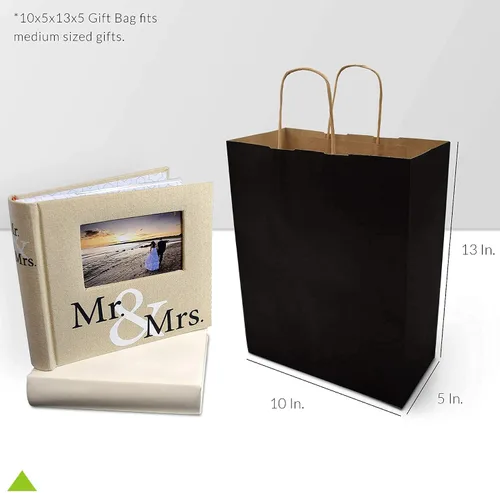 Vista 7 de Prime Line Packaging Bolsas de papel negro, bolsas de regalo de papel kraft medianas con asas, pequeñas empresas, compras, boutiques, venta al por