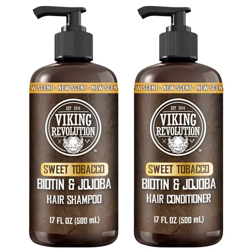 Vista 9 de Viking Revolution Majestic Oud - Juego de champú y acondicionador para hombre con biotina y aceite de jojoba, champú natural para el cabello