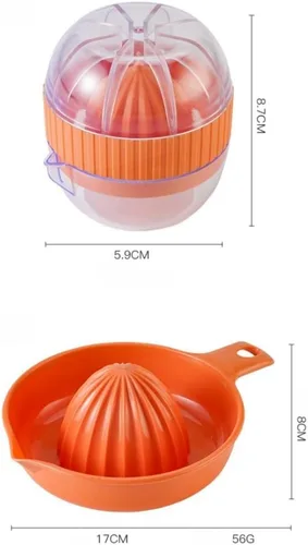 Vista 8 de Exprimidor manual de limón, 2 piezas de exprimidor de naranja cítrico con vaso de plástico, prensa de frutas fácil de usar para bar y hogar