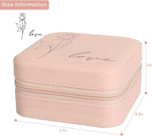 Vista 3 de Konelia Pequeño organizador de joyero, mini organizador portátil de joyería de viaje, caja de almacenamiento de anillos, aretes, collares, hijas