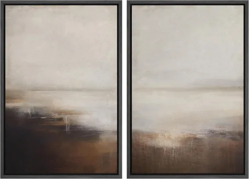Vista 92 de SIGNWIN Lienzo enmarcado para pared, ilustraciones abstractas texturizadas en tonos beige terrosos, arte moderno, decorativo, contemporáneo
