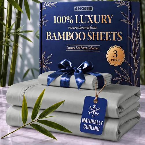 Vista 27 de DECOLURE Sábanas 100% Viscosa Derivada de Bambú Tamaño Individual - Sábanas de Lujo de 3 Piezas Naturalmente Refrescantes, Juego de Cama Ultra Suave