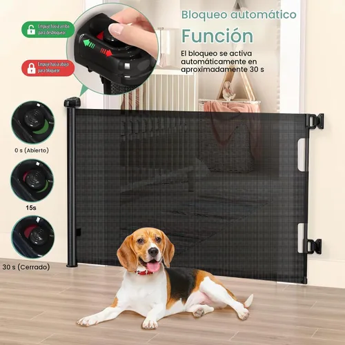 Vista 2 de HAMOPY - Puertas retráctiles para bebé, 33 pulgadas de alto, puerta de bebé extra ancha de hasta 71 pulgadas, puerta de malla autoblocante duradera