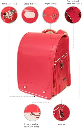 Vista 5 de Randoseru - Bolsa escolar japonesa totalmente automática para niñas y niños, peso ligero