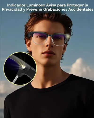 Vista 3 de Lentes AI con cámara, 4K con audio, Bluetooth AI con GPT de chat para hombres, más de 160 idiomas, grabación de video de 8 MP, lentes inteligentes