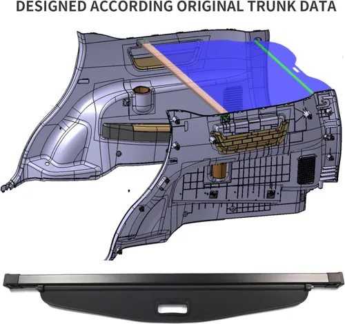 Vista 3 de Cubierta de carga para Chevy Equinox GMC Terrain 2018-2023 – Cubierta de seguridad negra para maletero con organizador de malla