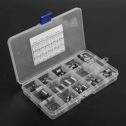 Vista 5 de YWBL-WH Kit surtido de tornillos de herramienta de reparación de rosca de alambre de acero inoxidable 140pcs con caja de plástico