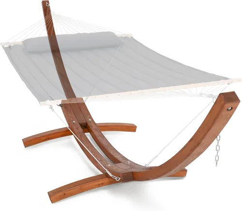 Vista 9 de SUNCREAT Soporte de hamaca de madera ajustable de 12 a 14 pies, solo soporte de hamaca de madera de alerce para exteriores, capacidad de 475 libras
