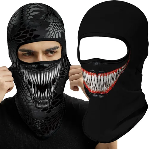 Vista 28 de Pasamontañas 3D, máscara de cara completa, resistente al viento, máscara de esquí con calavera táctica para motocicleta, ciclismo, Halloween