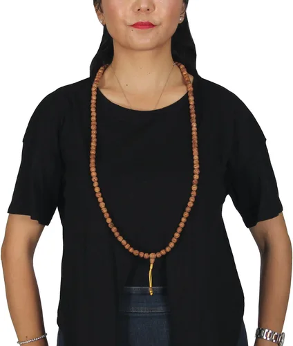 Vista 4 de DharmaObjects 108 cuentas auténticas de semillas de Bodhi de estilo tibetano budista para meditación y compasión, Amarillo, MLBS