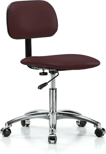 Vista 55 de Perch - Silla de laboratorio cromada con respaldo ajustable, altura del escritorio de 17 a 22 pulgadas, tela negra