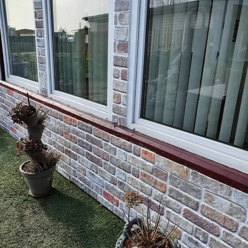 Vista 6 de Dundee Deco Paneles de pared 3D de ladrillo sintético, revestimiento, paneles de pared con aspecto de piedra marrón beige, revestimiento de espuma