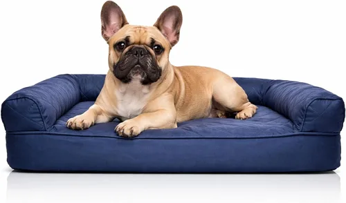 Vista 26 de Furhaven - Cama ortopédica para perros, estilo sofá, acolchada, con funda extraíble y lavable, marrón tostado, tamaño jumbo (XL)