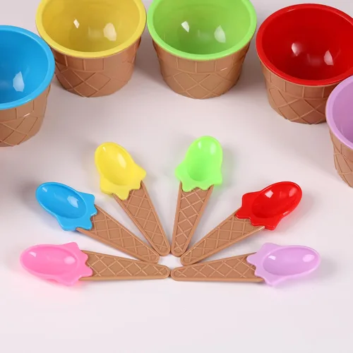 Vista 9 de 6 Pack Plastic Ice Cream Bowls With Spoons,Ice Cream Party Decorations