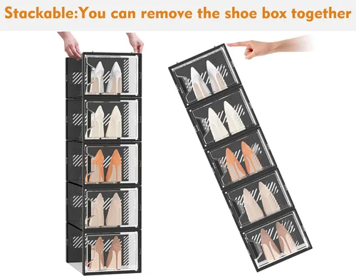 Vista 6 de SIMPDIY - Paquete de 12 cajas de almacenamiento de zapatos XL, organizador de zapatos para armario, cajas de almacenamiento de zapatos de plástico