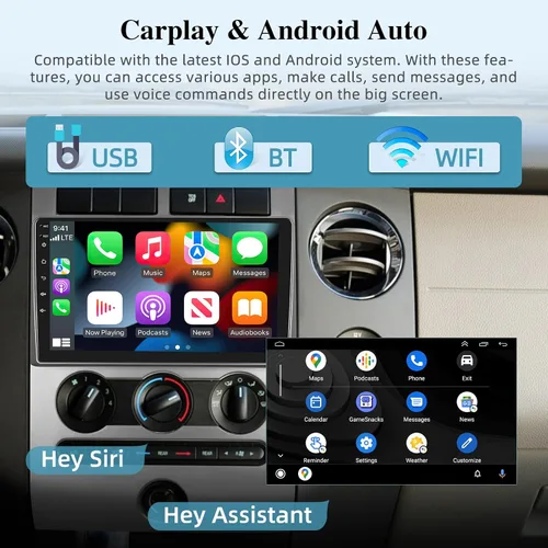Vista 4 de [2+64G] NHOPEEW - Radio de coche para Ford Expedition 2007-2014 con Carplay inalámbrico y Android Auto – Pantalla táctil de 9 pulgadas Android 13