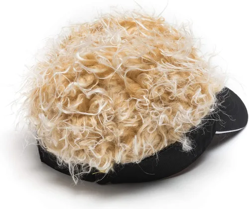 Vista 5 de Sombreros de pelo novedosos para hombre, con púas, divertidos, viseras de golf, peluca falsa con pico de Guy Fieri, gorra de béisbol ajustable