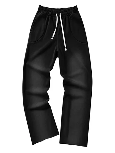 Vista 15 de SOLY HUX Pantalones deportivos holgados Y2k con cordón para hombre Gris oscuro