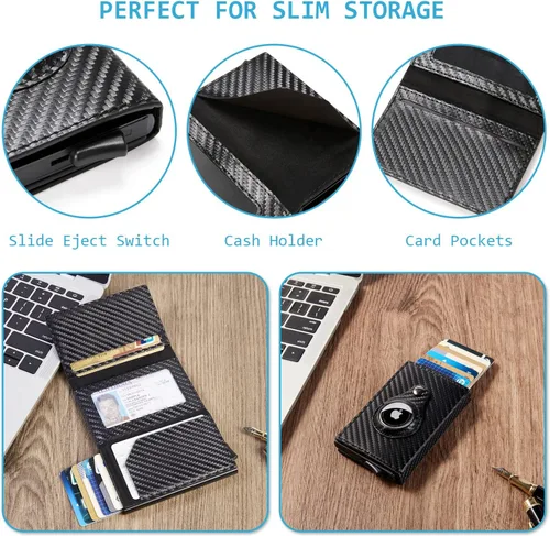 Vista 5 de ZIKEE Billetera minimalista para hombre, bolsillo frontal
