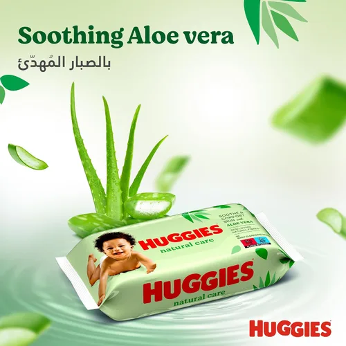 Vista 3 de Toallitas para bebé Cuidado Natural con Aloe Vera Huggies Toallitas 56 Pc Niños