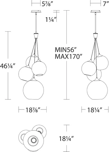 Vista 2 de WAC Lighting dweLED, Bistro LED 4 lámparas de araña 3000K en latón envejecido