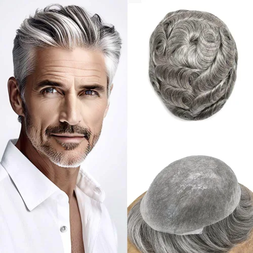 Vista 92 de 0.002 in ultra fina piel tupé Remy cabello humano piezas para hombres V-Looped sistema de pelo para hombre tupé pelo tupé para hombres protesis