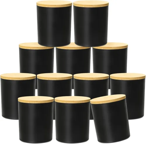 Vista 11 de SUPMIND Paquete de 15 tarros de vidrio para velas, recipientes vacíos de 7 onzas líquidas de ámbar esmerilado con tapas de bambú y etiquetas