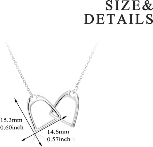 Vista 3 de YFN collar Lariat con estribos de caballo dobles, de plata esterlina 925