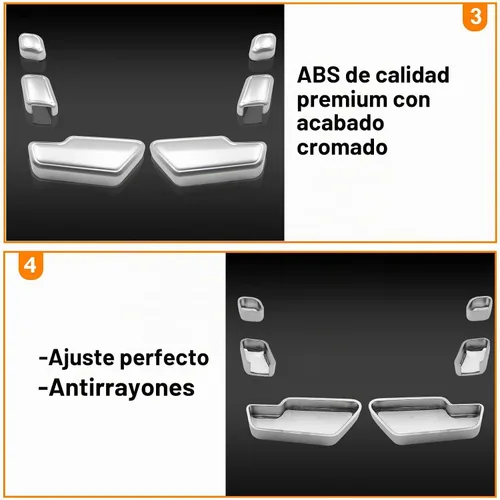 Vista 6 de Moonlinks Mercedes Benz - Calcomanías cromadas para botones de ajuste de asiento de puerta, adhesivos de botones de ajuste de asiento para clase B