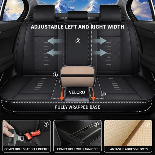 Vista 2 de IKABEVEM Fundas de Asientos de Coche Compatibles con Chevy/Chevrolet Silverado 2007-2025 2026 Juego Completo de Fundas de Asientos Transpirables