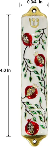 Vista 4 de Puerta Mezuzah Caso Moderno Granada Árbol Diseño 4" Mezuzah Judía Cubierta Home Blessing