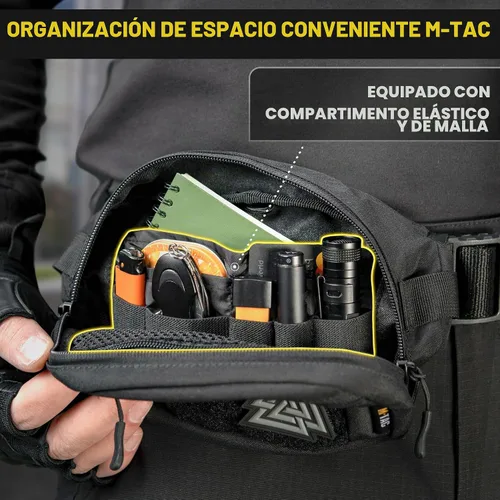 Vista 4 de M-Tac Riñonera para hombre - Riñonera pequeña compañera - Cinturón de estilo táctico EDC (negro)