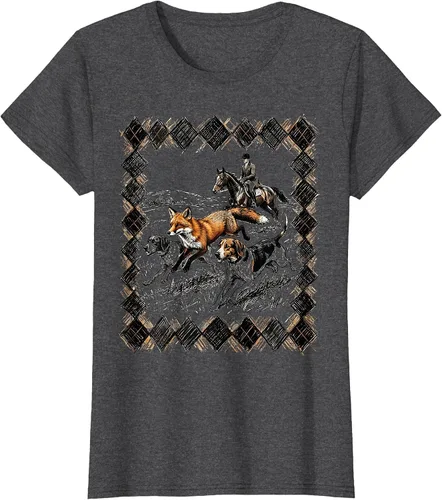 Vista 18 de Preppy Argyle Fox Hunt Illustrated Graphic T-Shirt White