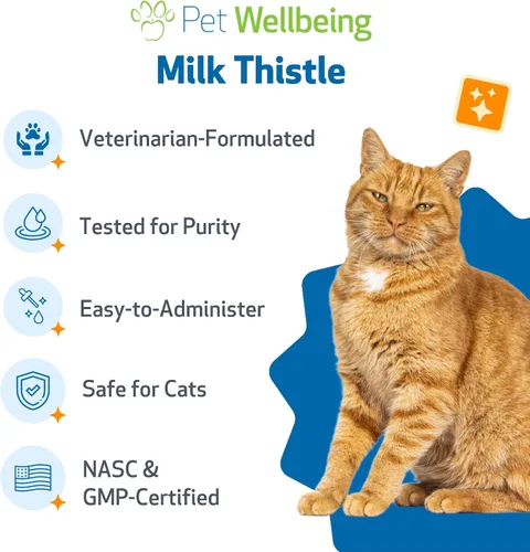 Vista 6 de Pet Wellbeing Cardo mariano para gatos, hierba orgánica, apoyo para la desintoxicación del hígado de cardo mariano, antioxidantes, certificado por