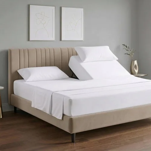 Vista 8 de Juego de sábanas King 100% de algodón egipcio para cama ajustable, cabezal dividido de 34 pulgadas, juego de sábanas King flexible para cama