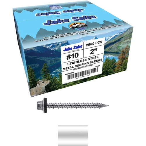 Vista 19 de 9 x 1 ABC Gray Stainless Steel Metal Roofing Screws - Hex Washer Head - Self-Piercing (SP) tip Metal to Wood siding Screws - EPDM Washer. 1 x 250