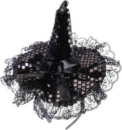 Vista 3 de Diadema de sombrero de bruja negra, accesorio de disfraz de Halloween