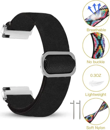 Vista 4 de Lamshaw Correa de reloj de 0.866 pulgadas, correa de repuesto ajustable de nailon elástico elástico compatible con reloj inteligente KACLUT/EIGIIS