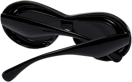 Vista 6 de W&Y YING Y2K - Lentes de sol ovalados inflados con montura gruesa para mujeres y hombres, divertidos, grandes, con escudo estético