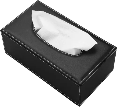 Vista 12 de KINGFOM Funda de caja de pañuelos de cuero sintético PU, soporte rectangular para caja de pañuelos con fondo magnético, dispensador de servilletas