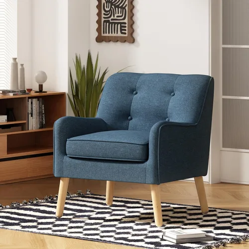 Vista 8 de Christopher Knight Home Felicity - Silla decorativa tapizada de tela moderna de mediados de siglo, silla de madera para sala de estar, silla