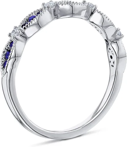 Vista 3 de Kobelli Blue Sapphire White Diamond Band