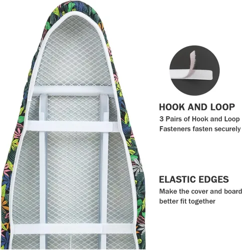Vista 4 de Funda para tabla de planchar y almohadilla de tamaño estándar 15 x 54, 3 pares de correas de cierre de , bordes elásticos, 2 capas para tabla