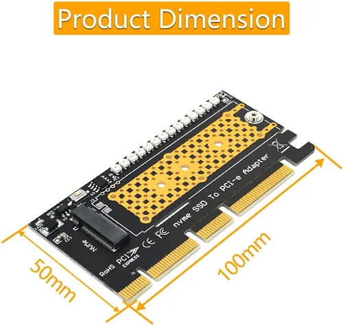 Vista 4 de HLT M.2 nvme SSD a PCI-E 4X/8X/16X adaptador con 3528 flash colorido LED