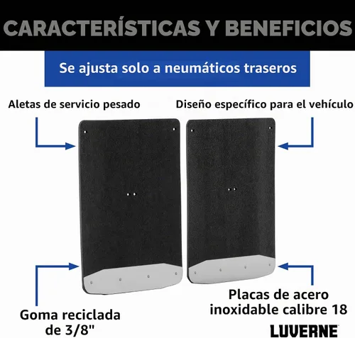 Vista 3 de LUVERNE 251034 Guardabarros Traseros Dually de Goma Texturizada de 20 x 23 Pulgadas, Select Ram 3500, Negro
