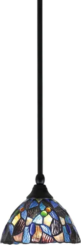 Vista 16 de Toltec Lighting Tallo Colgado Mini colgante, acabado de cobre negro, 3.5" cuadrado humo burbuja vidrio