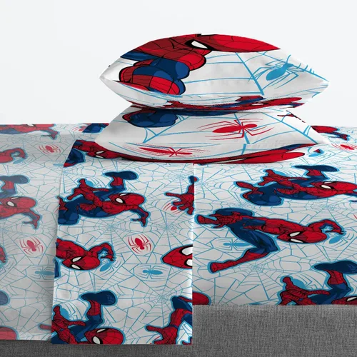 Vista 4 de Jay Franco Marvel Spiderman Webtastic - Juego de ropa de cama tamaño matrimonial de 7 piezas, incluye edredón reversible y juego de sábanas, ropa
